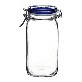 Bormioli Rocco Fido Square Jar with Blue Lid - 50.75 Ounce