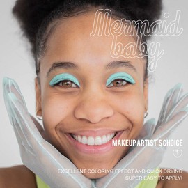 RCG Water Activated Eyeliner - Makeup Artist Choice Colorful Wet Liner - Face/Body Paint Skin Safe & Child Friendly - 10 g/Container (Mermaid Baby - True Teal)