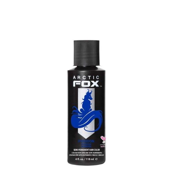 Arctic Fox Vegan and Cruelty-Free Semi-Permanent Hair Color Dye - Poseidon (Blue) 4 Fl. Ounce / 118 mL