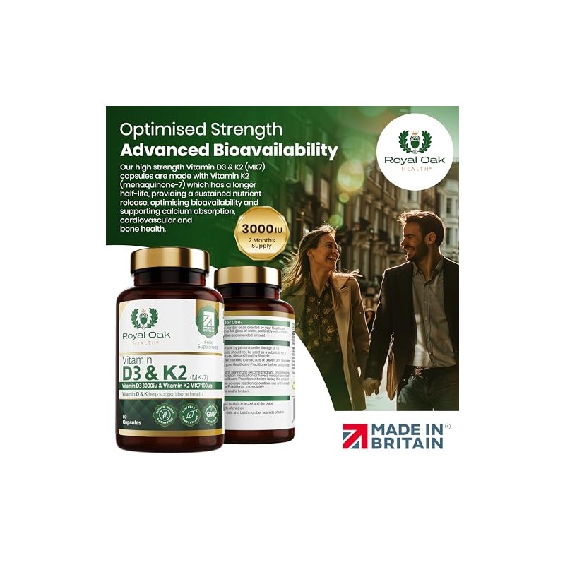 Vitamin D3 K2 High Strength MK7 Supplement (Vitamin D 3000