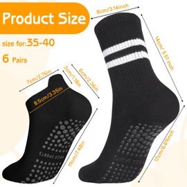 Guiqulai 6 Pairs Non Slip Yoga and Pilates Socks, Grippy Socks for Women, Breathable gym stocking women for Yoga, Barre, Dance, Workout and Fitness(Black, White and Gray)
