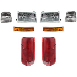 Garage-Pro Driver and Passenger Side Headlight Kit for Ford F-150 1992-1996 Halogen With bulb(s) W/Corner Light Tail Light Turn Signal Light Fleetside/Styleside, Below Headlamp Replaces# F2TZ13008A