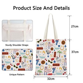 POFULL Las Vegas Bachelorette Party Gift Las Vegas Trip Gift Poker Dice Lover Gift Las Vegas Souvenir Vacation Tote Bag (Welcome Las Vegas CA)