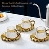 Qudubuy 6-Piece Ottoman Style Coffee Cup Set with Saucers, 3.5oz
