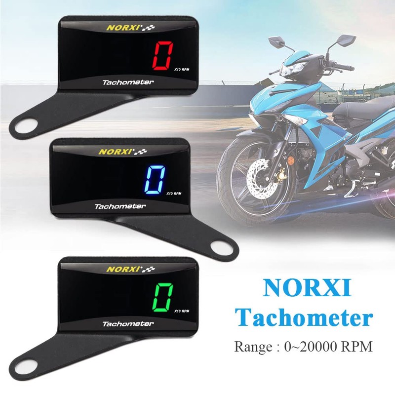 NORXI Universal Tachometer RPM Meter Motorcycle Car Gauge Waterproof Electronic