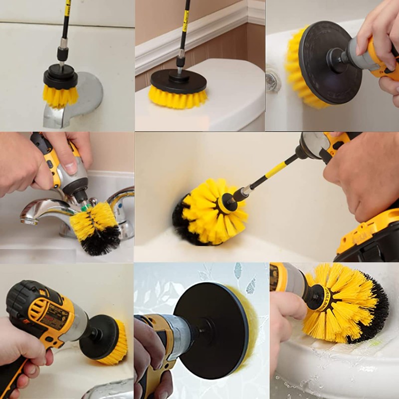5 Pack Drill Brush Attachment Set, 1/4in Power Scrubber Cleaning