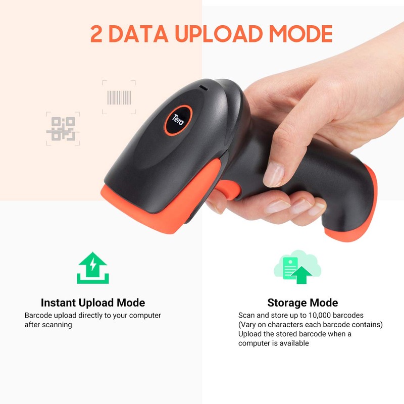 Tera Pro Bluetooth Barcode Scanner Wireless 1D 2D QR Code