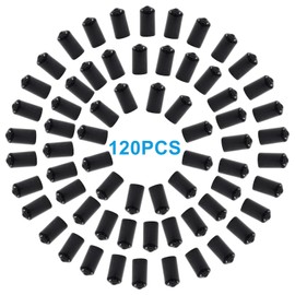 Cjueiom 120pcs Black Rubber End Caps, 10mm / 2/5 inch ID Round Rubber Protectors, Vinyl Bolt Covers for Screws, Tubes, Cables, Wires, Cyling