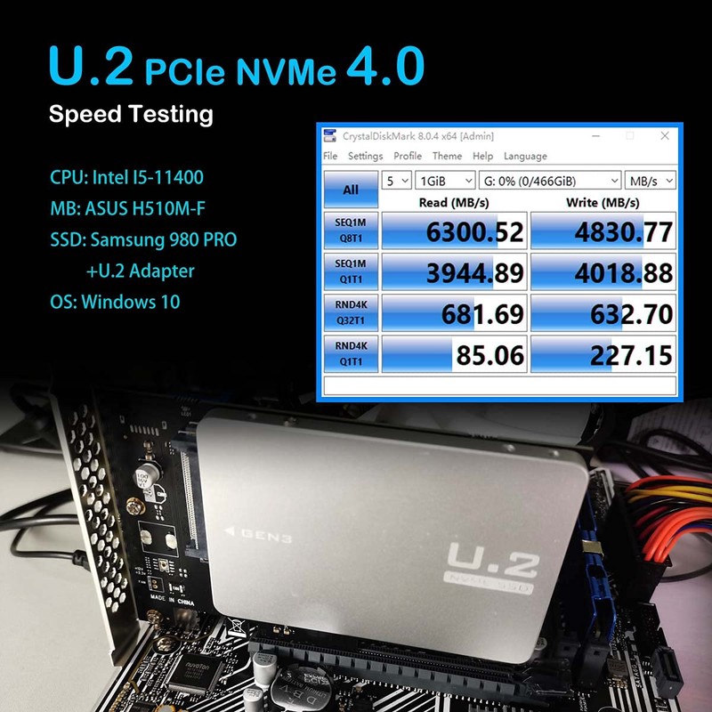 GLOTRENDS PU11 U.2 to PCIe 4.0 X4 Adapter for 2.5