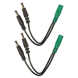 Voodoo Lab Cable Current Doubler Adapter - Two 2.1mm Straight Barrels - 2.1mm Female 4" 2 Pack Bundle