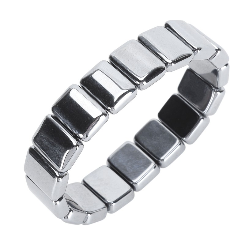 Terahertz Rectangle Bead Bracelet Energy Stone Fashion Unisex Terahertz Elastic