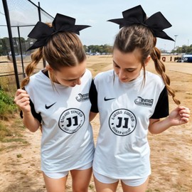 CN 2pcs Cheer Bows for Cheerleaders, Black Cheerleading Hair Bows for Girls Women with Elastic Ponytail Holders for Softball Competition Sports Hair Accessories