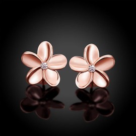 Stud Earrings Crystal Flower Earrings Women's Hypoallergenic Stud Earrings Girlfriend Birthday Gift Fashion Jewellery Silver and Rose Gold, Copper and alloy