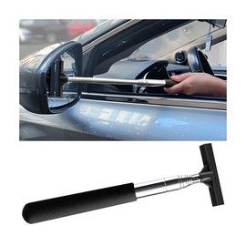 KHGUZ Car Rearview Mirror Wiper, Telescopic Vehicle Side Mirror Glass Squeegee with Long Rod, Retractable Portable Automotive Window Cleaning Tool Accessories, Universal for Most Cars (Black)