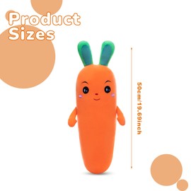 Carrot Hug Cushion, 50 cm Carrot Cuddly Toy, Kawaii Carrot Throw Pillow, Soft Long Carrot Cuddly Pillow, Children's Vegetable Pillow, Plush Sleeping Pillow, Adorable Hug Pillow for Children