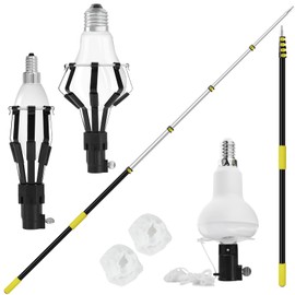 Orvella 26FT Reach Light Bulb Changer with Extension Pole, for High Ceilings with Cage Style and Suction Cup Bulb Changers, 5-20FT Aluminum Bulbs Telescopic Pole Changers for Recessed Lights