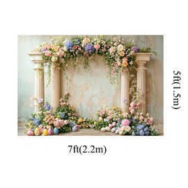 Kate 7x5ft Weathered Wall Easter Day Colorful Eggs Photography Backdrops Spring Garden Scenic Flowers Arch Photo Background Children Baby Easter Backgrounds