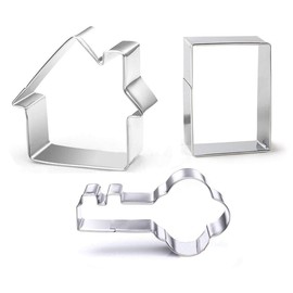 3 Pieces Cookie Cutter Set - Door Key Small House Stainless Steel