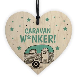 RED OCEAN Funny Caravan Owner Gift Wood Heart Caravan Sign Caravan Accessories Xmas Gift
