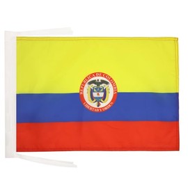 Colombia coat of arms Flag 18'' x 12'' cords - colombian SMALL flags 30 x 45cm - Banner 18x12 in - AZ FLAG