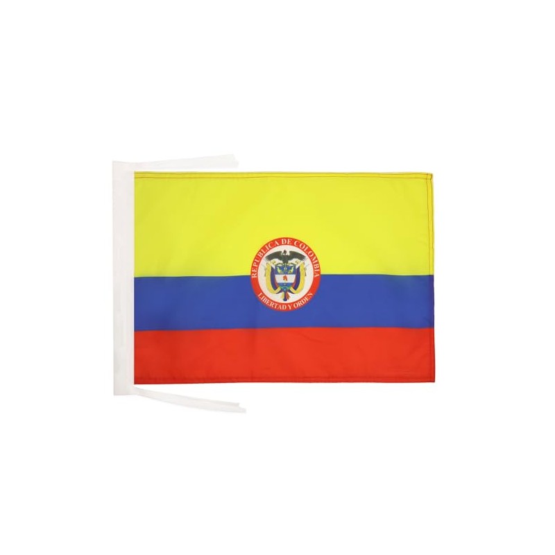 Colombia coat of arms Flag 18'' x 12'' cords -