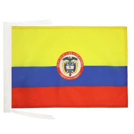 Colombia coat of arms Flag 18'' x 12'' cords - colombian SMALL flags 30 x 45cm - Banner 18x12 in - AZ FLAG