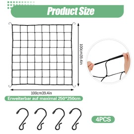 winbest Scrog Net 100 x 100 cm Elastic Plant Net Grow Net 100 x 100 cm with 4 Hooks, Grow Tent Net Trellis Net Trellis Net Trellis Net Trellis Net Trellis Net for Climbing Plants Vegetables Fruits