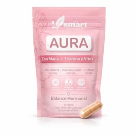 Suplementos Alimenticios Magnesio AURA Vitamina D3 Vitaminas Complejo B Para Mujer Con Maca Vitex L-Teanina | Fórmula Botánica 90 Cápsulas Sin Azúcar