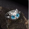 Unbranded Cute Cat Blue Eye Silver Ring, Adjustable Size, Kitten,