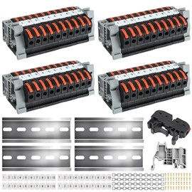 Pack of 40 DIN Rail Terminals, DIN Rail, Terminal Block Kit with Digital Marking Strips, Rail Screw Fixed Base Electrical Connection Blocks 0.08-4 mm² for Fixed Cables