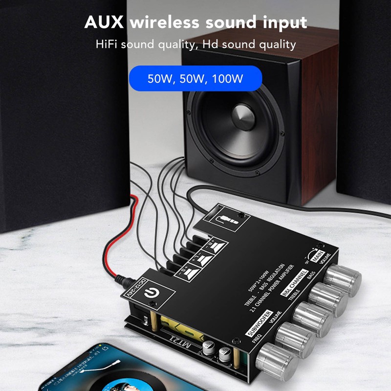 ZK MT21 Bluetooth Power Amplifier Board 2.1 Channel DC 12V‑24V