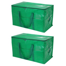 PATIKIL Extra Large Moving Bags, 2 Pack with Reinforced Handles and Zipper Storage Tote Packing Bags Collapsible for Clothes Moving Supplies,Green