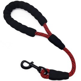 Mycicy Short Dog Leash- 18 Inch Rope Traffic Leash with Padded Dog Handle- 1/2” Strong Nylon Tab Leash for Medium Large Dogs Training Walking (1.5ft- Red)