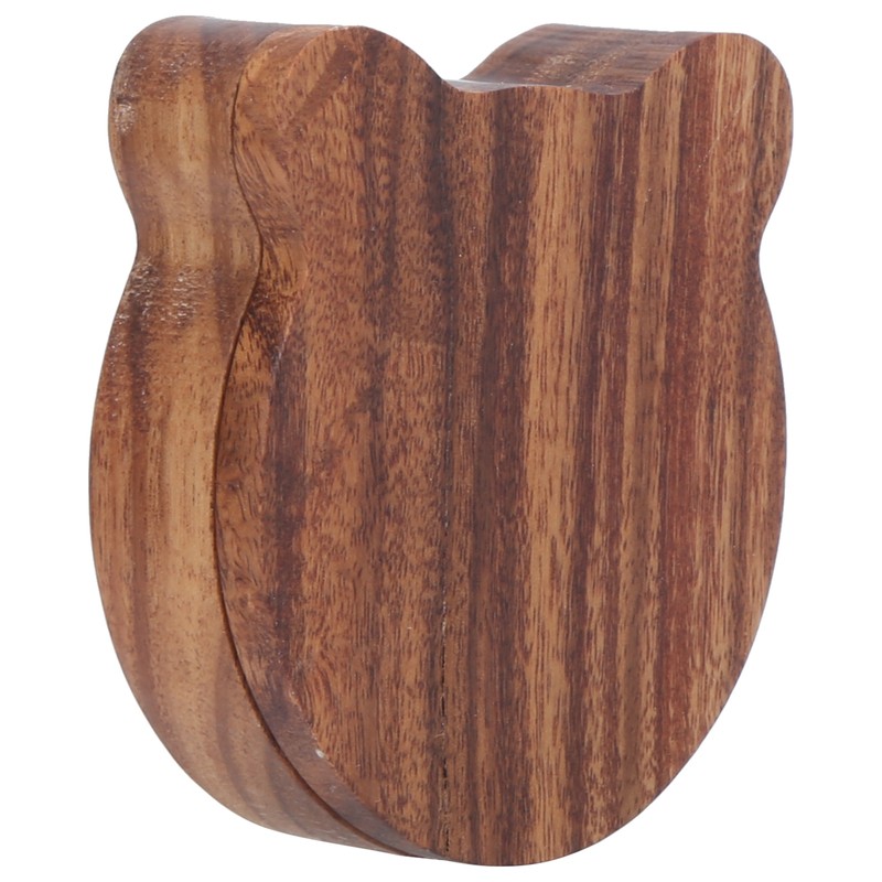Guitar Pick Box Sapele Wood Cartoon Bear Instrument Accessories Storage