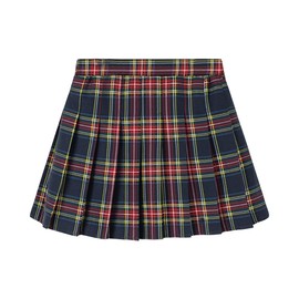 Favorland Little Girls' Kid Uniform Pleated Skort School Tennis Skirt(L,Red Navy)