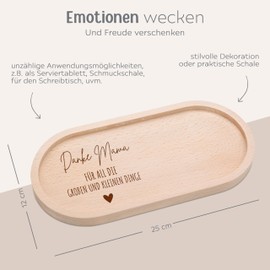 wunderwunsch Wooden Tray Thank You Mum, Tray Mother, Birthday Gift, Gifts Grandmother, Women Decoration with High-Quality Engraving Customisable