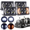 LEDUR 4x6 LED Headlights DOT Approved 4pcs With Turn Signal
