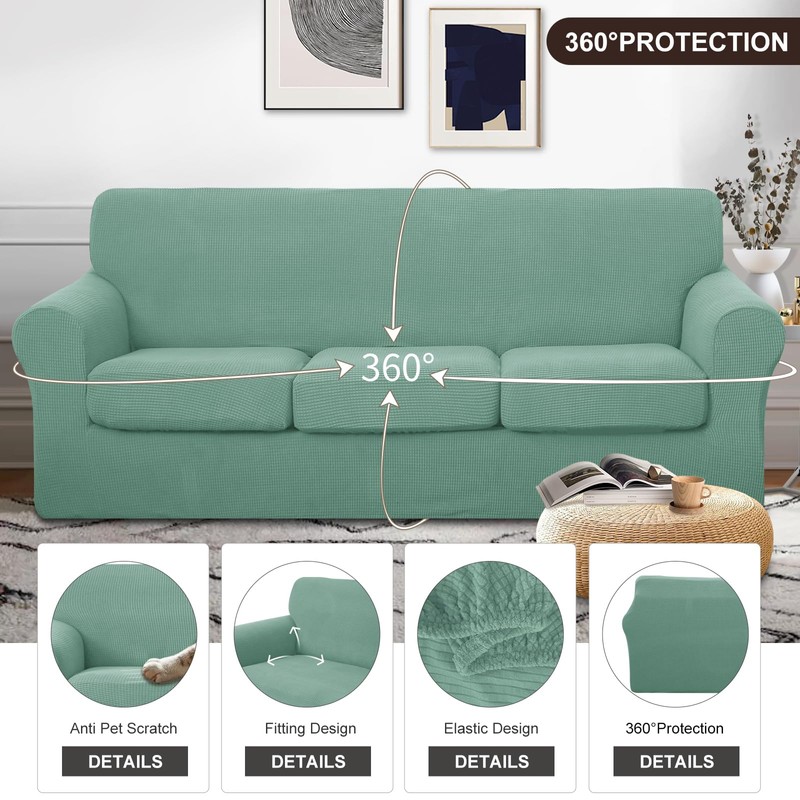 U-NICE HOME 4 Pieces Stretch Couch Cover Sofa Cover Washable