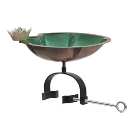 Achla Designs 201-1011B Lilypad Rail Bracket Birdbath, Antique Copper Plated and Colored Patina Finish