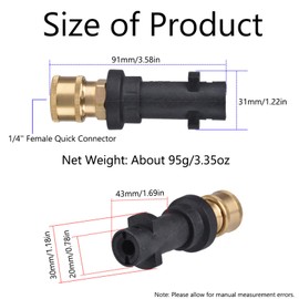 SEIWEI High Pressure Washer Gun Adapter Kit - 1/4" Quick Connect Female Fitting with 5 Nozzles Compatible with Karcher K2 K3 K4 K5 K6 K7, Easy to Install (Model B)