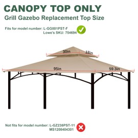 JANCANOPY Gazebo Replacement Cover for Grill Gazebo Model L-GG001PST-F, (Light Beige)