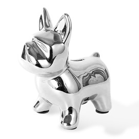 Children's Ceramic Money Box, Cute Dog Money Box, Children's Money Box, Best Birthday Gifts, Home Decoration (Silver)