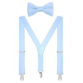 CEAJOO Baby Boys' Suspenders and Bow Tie Set Adjustable Y Back 24" Light Blue