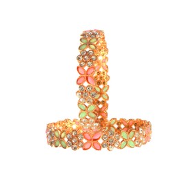 Jewar Colorful Bangle Multi-Color Collection, Indian Bollywood Handcrafted Rhinestones, Colorful Fashion Designer Metal Jewelry, Bangle Bracelets Set for Women, Trendy & Stylish Accessory, 2.6, Metal,