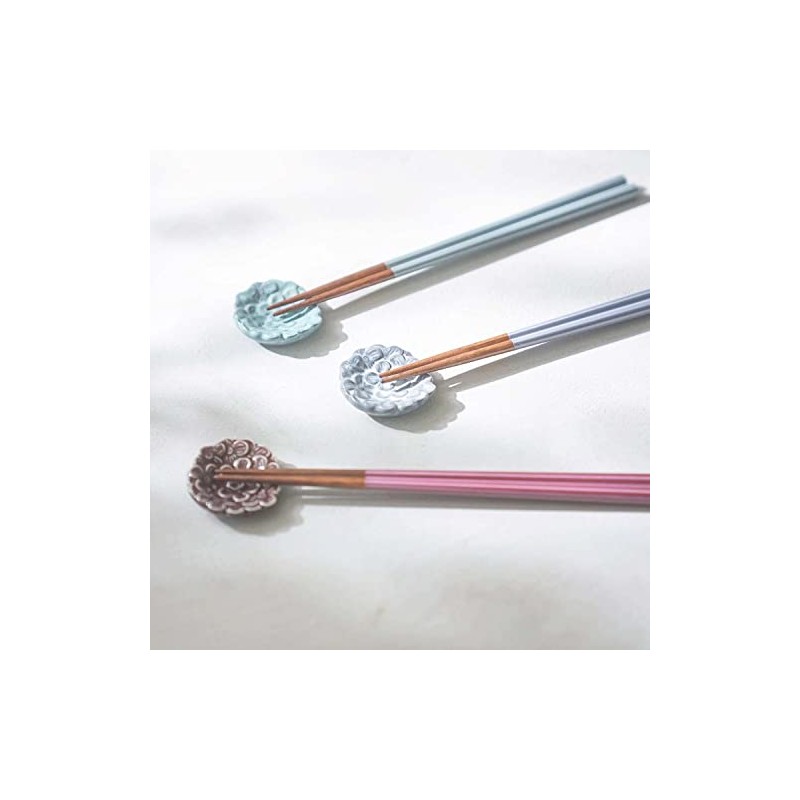 Chopstick Rest and Chopsticks Pair Set, White & Gray, Chopsticks