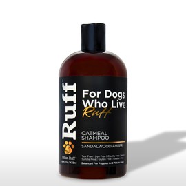 Ruff by Lillian Ruff Sandalwood Amber Oatmeal Shampoo for Dogs – Soothe & Moisturize Dry Itchy Skin, Promote Healthy Coat, Tear-Free, Gluten-Free, Sulfate-Free, Paraben-Free, Made in USA