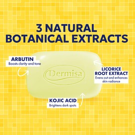 Dermisa Brightening Bar with Kojic Acid, Licorice Root, Bearberry Extract | NO PARABENS, NO SULFATES | 3 OZ | Pack of 1