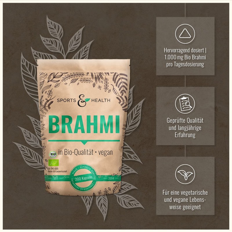 Brahmi Organic Capsules - 200 Brahmi Capsules - 1000 mg