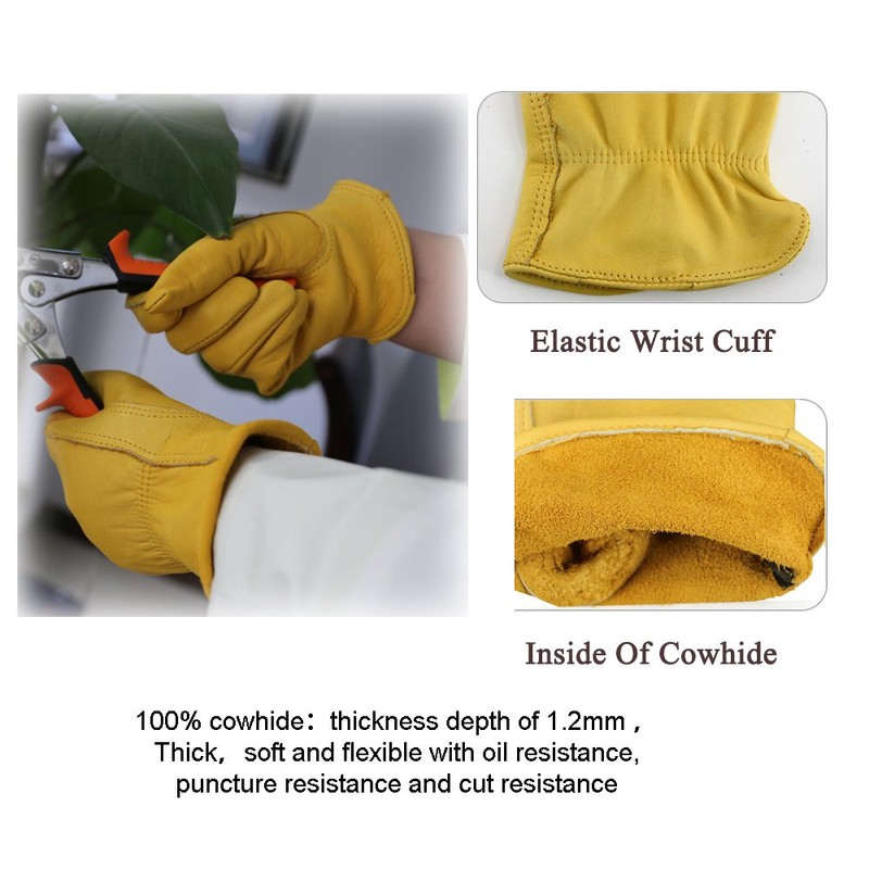 OLSON DEEPAK Leather Work Gloves for Driver/Motorcycle/Hunting/Riding/Yardwork/Farm-Soft and Perfect Fit