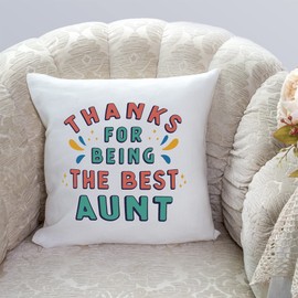 MUGFFINS AUNT Cushion Padding included - in English - Thanks for being the best - Funny gift - Pillow: cover and filling 15.7x15.7 inches